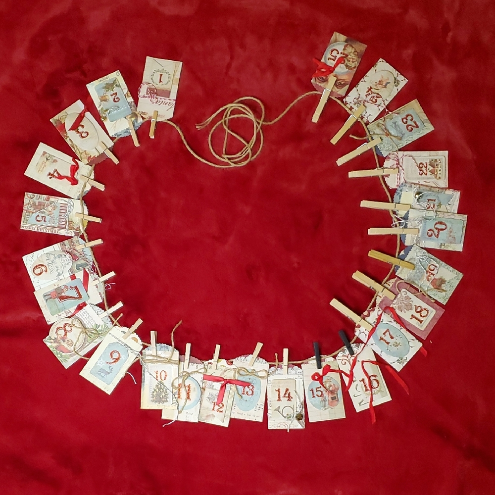Unique Advent Calendar Scrapbook Garland Mantle Countdown to Christmas